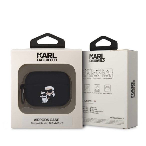 Apple Airpods Pro 2 KARL LAGERFELD KLAP2RUNKC Liquid Silicon Tartó - Fekete