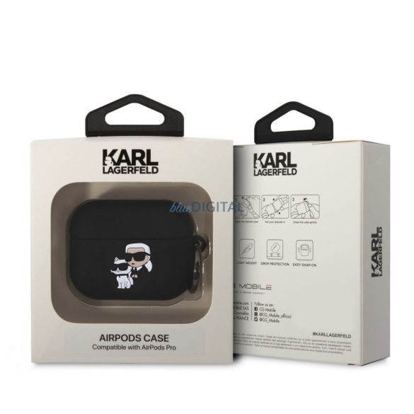 Apple Airpods Pro KARL LAGERFELD KLAPRUNKC Liquid Silicon Tartó - Fekete