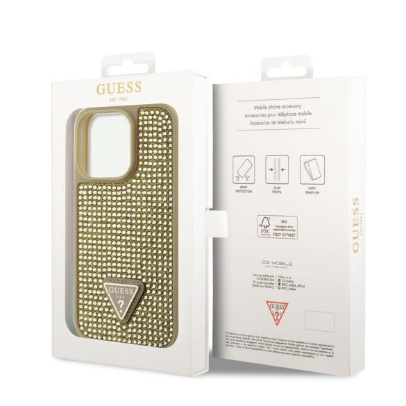 Apple iPhone 15 Pro GUESS GUHCP15LHDGTPD Hátlap - Arany