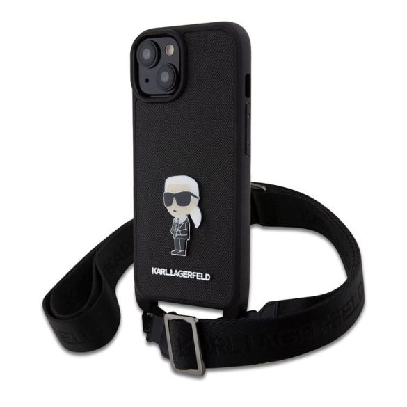 Apple iPhone 15 KARL LAGERFELD KLHCP15SSASKNPBK Hátlap - Fekete