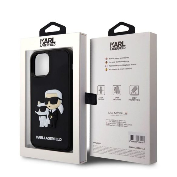 Apple iPhone 12/12 Pro KARL LAGERFELD KLHCP12M3DRKCNK Hátlap - Fekete
