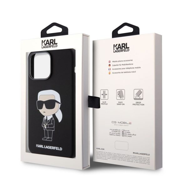 Apple iPhone 15 Pro Max KARL LAGERFELD KLHCP15XSNIKBCK Liquid Hátlap - Fekete