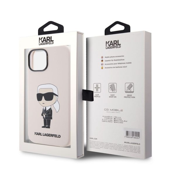 Apple iPhone 15 KARL LAGERFELD KLHCP14SSNIKBCP Liquid Hátlap - Rózsaszín