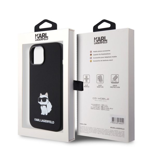 Apple iPhone 15 KARL LAGERFELD KLHCP15SSNCHBCK Liquid Hátlap - Fekete