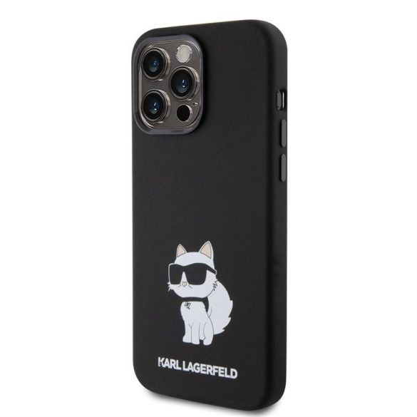 Apple iPhone 15 Pro KARL LAGERFELD KLHCP15LSNCHBCK Liquid Hátlap - Fekete