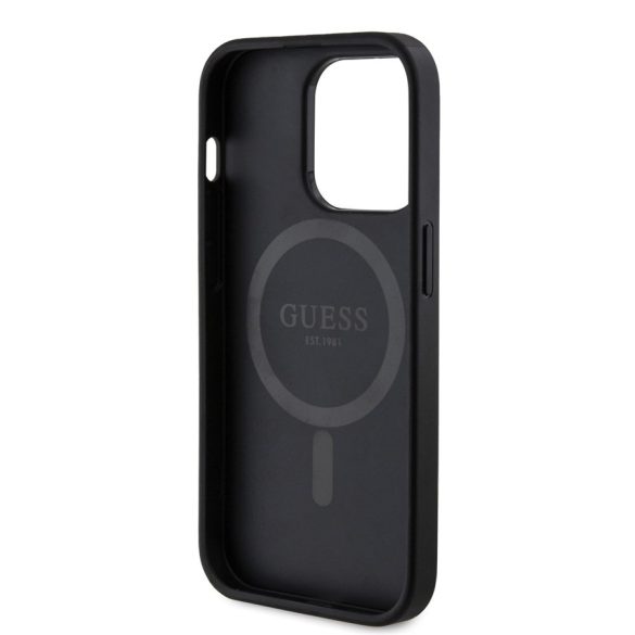 Apple iPhone 14 Pro GUESS GUHMP14LG4GFRK MagSafe Hátlap - Fekete