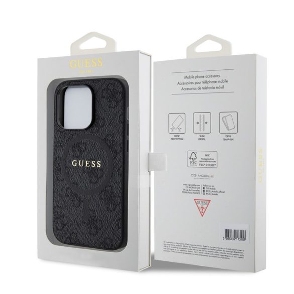 Apple iPhone 14 Pro GUESS GUHMP14LG4GFRK MagSafe Hátlap - Fekete
