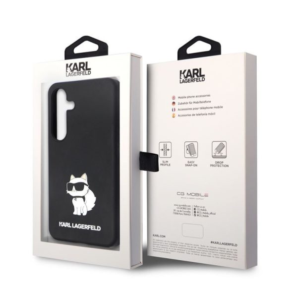 Samsung S24 KARL LAGERFELD KLHCS24SSNCHBCK Liquid Silicone Hátlap - Fekete