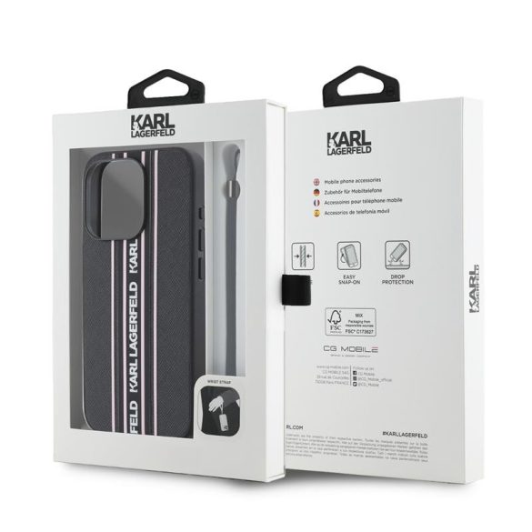 Apple iPhone 15 Pro KARL LAGERFELD KLHMP15LPAMSCNSP Hátlap - Fekete/Rózsaszín