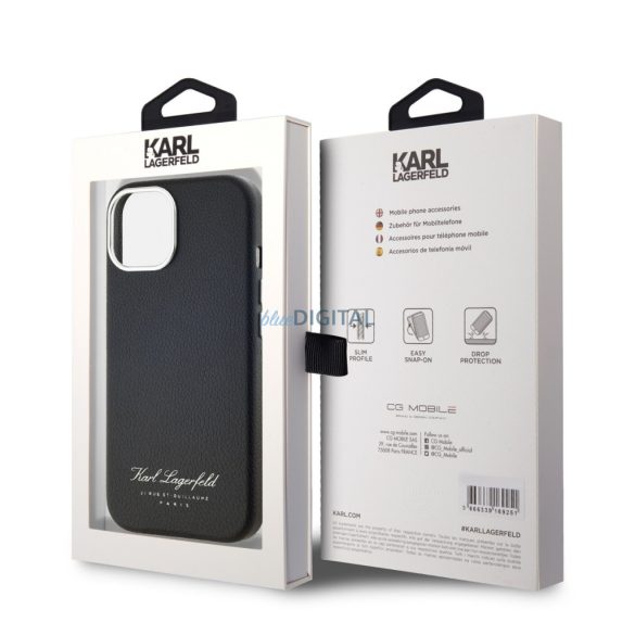 Apple iPhone 15 KARL LAGERFELD KLHCP15SPGWCMKHK Hátlap - Fekete