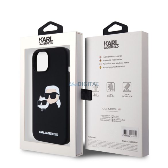 Apple iPhone 15 KARL LAGERFELD KLHMP15SSKCHPPLK Liquid Silicon MagSafe Hátlap - Fekete