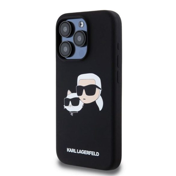 Apple iPhone 15 Pro KARL LAGERFELD KLHMP15LSKCHPPLK Liquid Silicon MagSafe Hátlap - Fekete