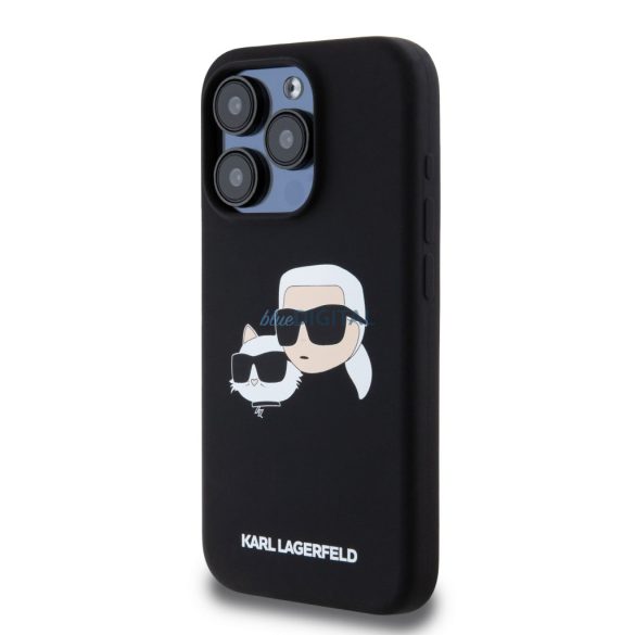 Apple iPhone 15 Pro KARL LAGERFELD KLHMP15LSKCHPPLK Liquid Silicon MagSafe Hátlap - Fekete