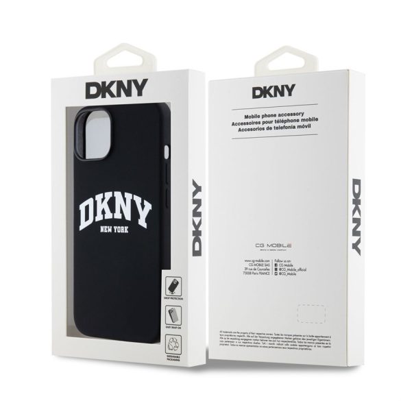 Apple iPhone 15 DKNY DKHMP15SSNYACH Liquid Silicon MagSafe Hátlap - Fekete