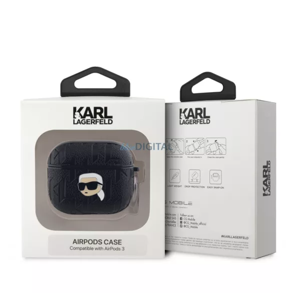 Apple Airpods 3 KARL LAGERFELD KLA3PGKIPK Tartó - Fekete
