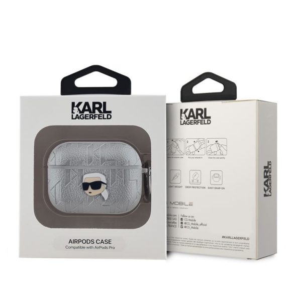 Apple Airpods Pro KARL LAGERFELD KLAPPGKIPS Tartó - Ezüst