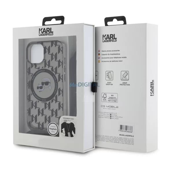 Apple iPhone 15 KARL LAGERFELD KLHMP15SHCKCKLCK Magsafe IML Hátlap - Átlátszó
