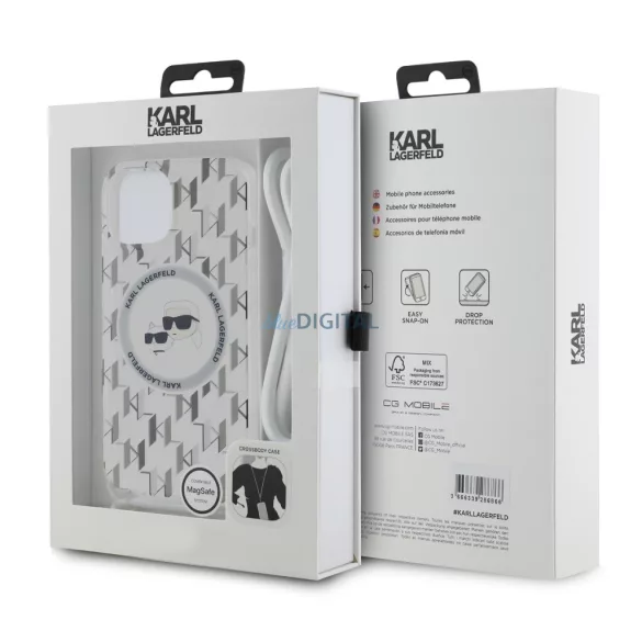 Apple iPhone 15 KARL LAGERFELD KLHMP15SHCKCKLCT Magsafe IML Hátlap - Átlátszó