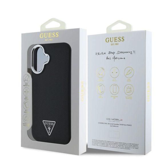 Apple iPhone 16 GUESS GUHMP16SPGTSPSK MagSafe Hátlap - Fekete