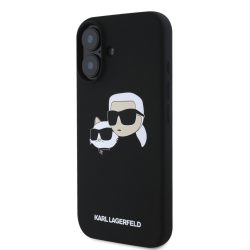   Apple iPhone 16 KARL LAGERFELD KLHMP16SSKCHPPLK Liquid Silicon MagSafe Hátlap - Fekete