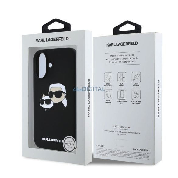 Apple iPhone 16 KARL LAGERFELD KLHMP16SSKCHPPLK Liquid Silicon MagSafe Hátlap - Fekete