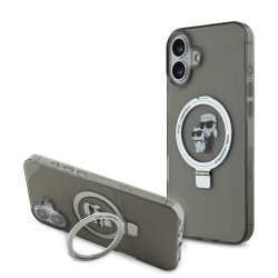   Apple iPhone 16 KARL LAGERFELD KLHMP16SHMRSKCK MagSafe Ringstand Hátlap - Fekete