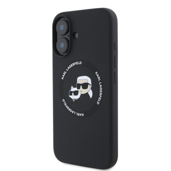 Apple iPhone 16 KARL LAGERFELD KLHMP16SSKCHTCK Liquid Silicon MagSafe Hátlap - Fekete