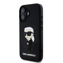   Apple iPhone 16 KARL LAGERFELD KLHCP16S3DRKINK Hátlap - Fekete