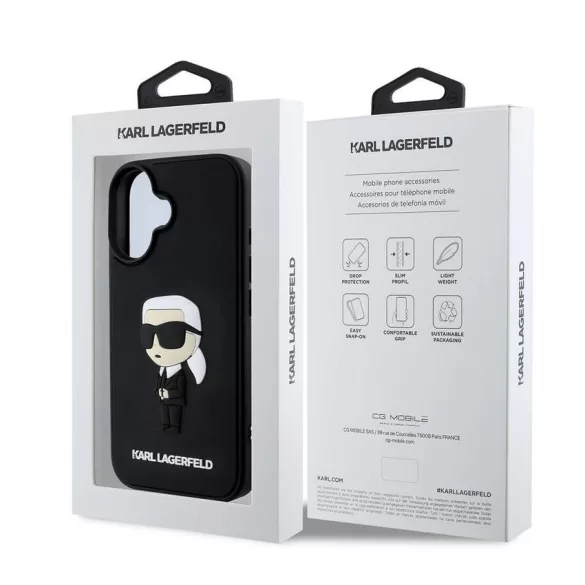 Apple iPhone 16 KARL LAGERFELD KLHCP16S3DRKINK Hátlap - Fekete