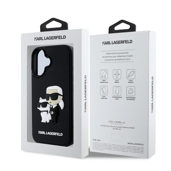 Apple iPhone 16 KARL LAGERFELD KLHCP16S3DRKCNK Hátlap - Fekete