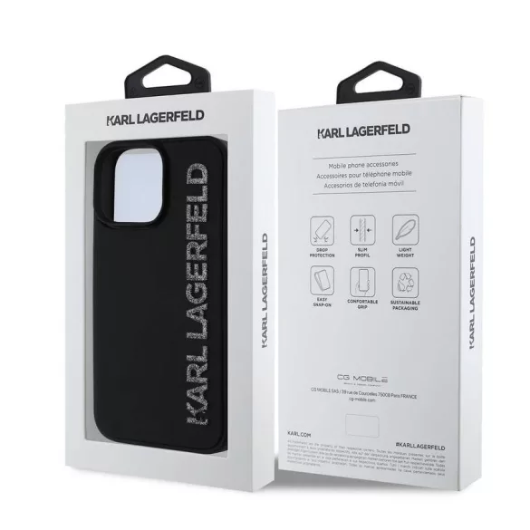 Apple iPhone 15 Pro KARL LAGERFELD KLHCP15LRBKGVCK Hátlap - Fekete