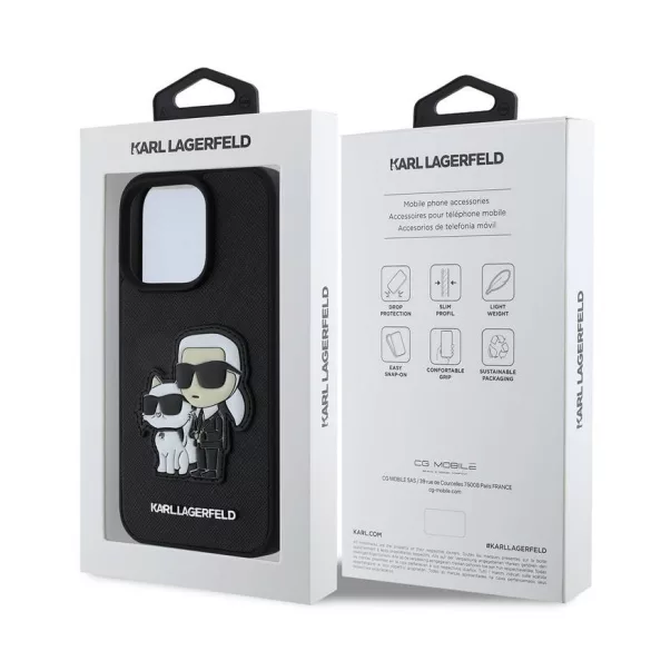 Apple iPhone 15 Pro KARL LAGERFELD KLHCP15LSANKCPK Hátlap - Fekete