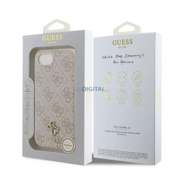 Apple iPhone 16e GUESS GUHMPSE4P4SM4MP MagSafe Hátlap - Rózsaszín