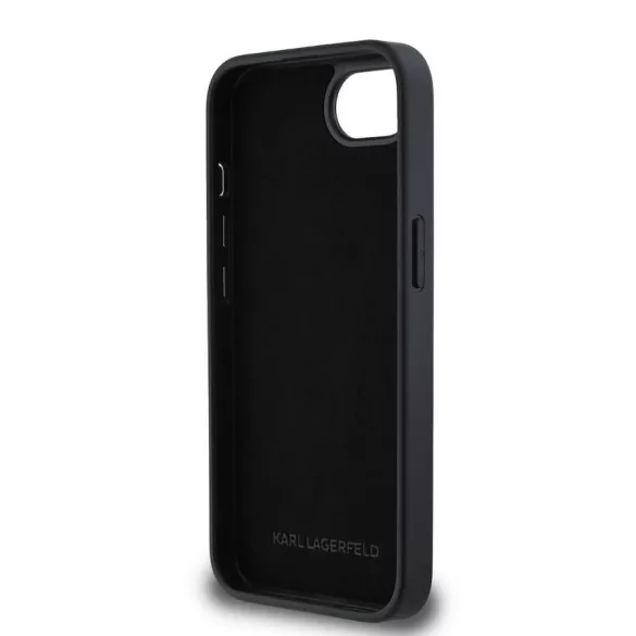 Apple iPhone 16e KARL LAGERFELD KLHCPSE4PFGKCPK Glitter Hátlap - Fekete
