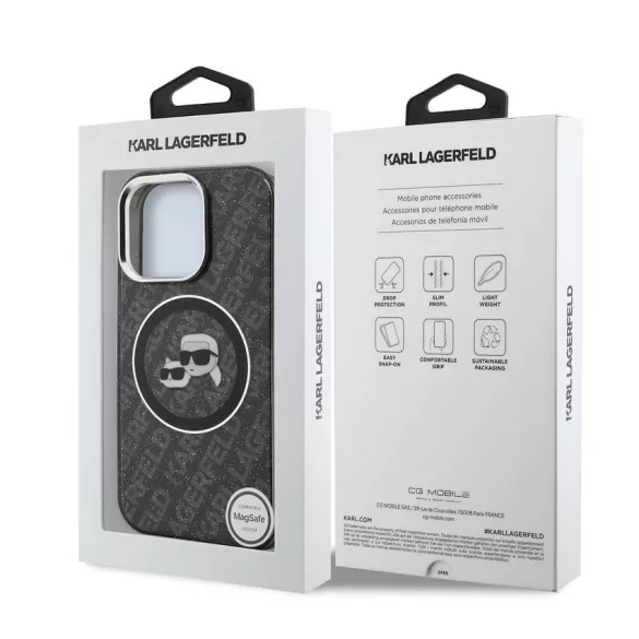 Apple iPhone 15 Pro KARL LAGERFELD KLHMP15LHMKBKCHK Magsafe IML Hátlap - Fekete