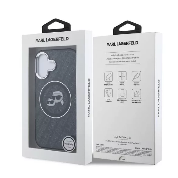 Apple iPhone 16 KARL LAGERFELD KLHMP16SHMKBKCHK Magsafe IML Hátlap - Fekete