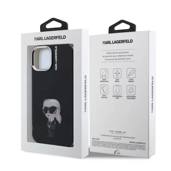 Apple iPhone 15 KARL LAGERFELD KLHMP15SHMKIAQK IML Hátlap - Fekete