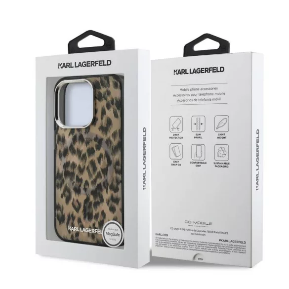 Apple iPhone 15 Pro KARL LAGERFELD KLHMP15LHDLEOICW Magsafe IML Hátlap - Barna
