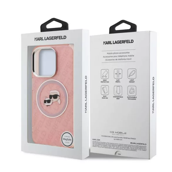 Apple iPhone 15 Pro KARL LAGERFELD KLHMP15LHMKBKCHP Magsafe IML Hátlap - Rózsaszín