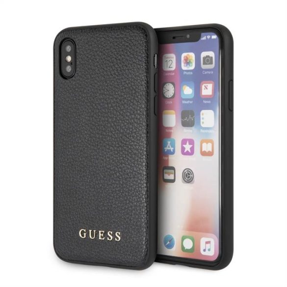 Apple iPhone X/XS GUESS GUHCPXIGLBK Bőr Hátlap - Fekete