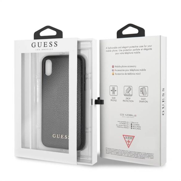 Apple iPhone X/XS GUESS GUHCPXIGLBK Bőr Hátlap - Fekete