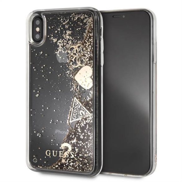 Apple iPhone XS Max GUESS GUHCI65GLHFLGO Liquid Glitter TPU Hátlap - Arany