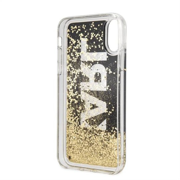 Apple iPhone X/XS KARL LAGERFELD KLHCPXKAGBK Liquid Glitter TPU Hátlap - Fekete