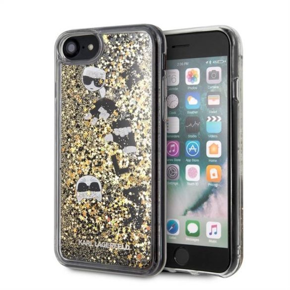 Apple iPhone 7/8/SE2 KARL LAGERFELD KLHCI8ROGO Liquid Glitter Hátlap - Arany