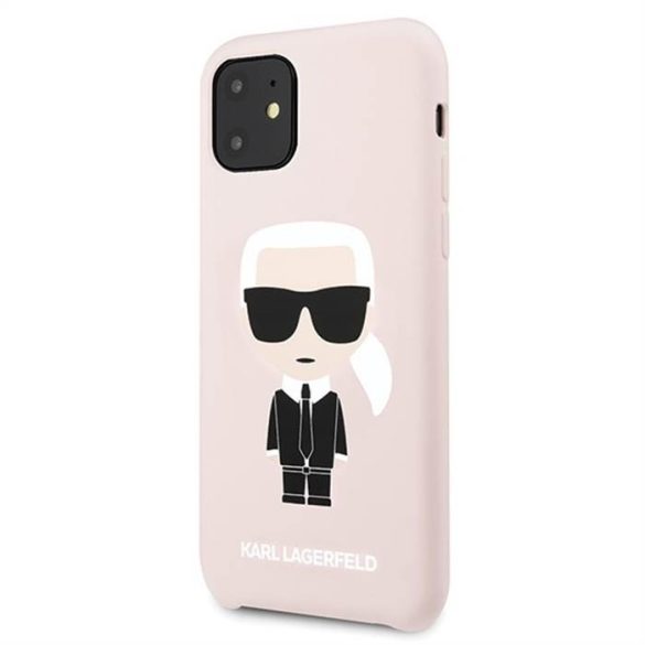Apple iPhone 11 KARL LAGERFELD  KLHCN61SLFKPI Liquid Silicon Hátlap - Rózsaszín