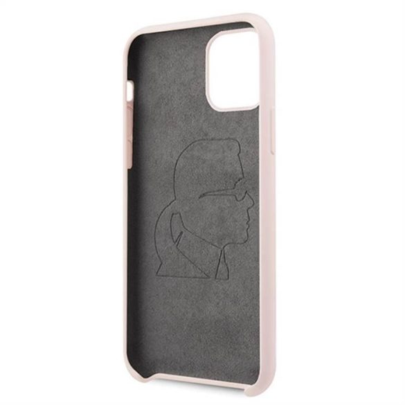 Apple iPhone 11 KARL LAGERFELD  KLHCN61SLFKPI Liquid Silicon Hátlap - Rózsaszín