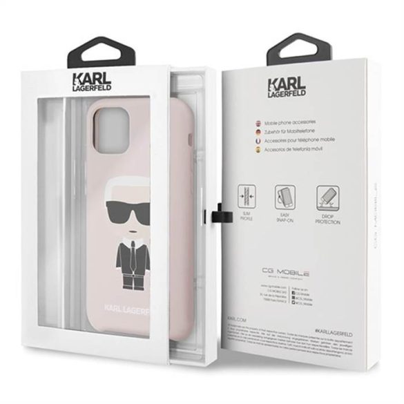 Apple iPhone 11 KARL LAGERFELD  KLHCN61SLFKPI Liquid Silicon Hátlap - Rózsaszín