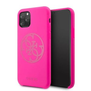 Apple iPhone 11 Pro GUESS GUHCN58LS4GF Liquid Silicon Hátlap - Rózsaszín