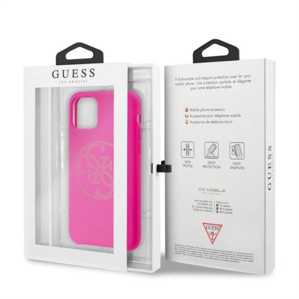 Apple iPhone 11 Pro GUESS GUHCN58LS4GF Liquid Silicon Hátlap - Rózsaszín