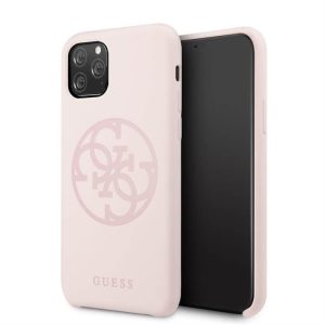 Apple iPhone 11 Pro GUESS GUHCN58LS4GLP Liquid Silicon Hátlap - Púder Rózsaszín